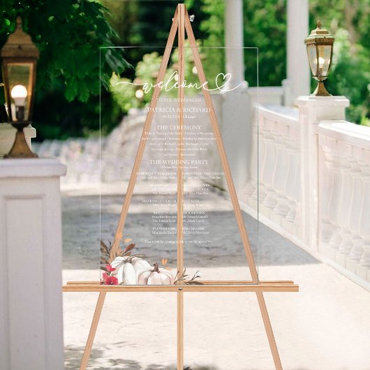 Signatur des Pumpkin-Hochzeit im Herbst-Programms Acrylschild