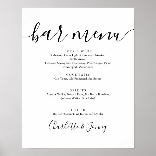 Signatur des Skriptmenüs mit schwarzer und weißer  Poster (Vorne)