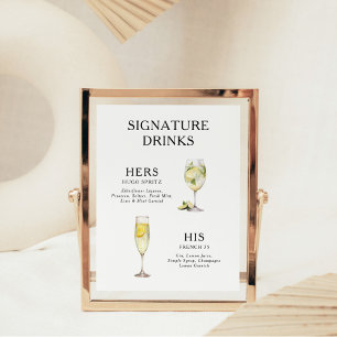 Signatur-Drinks Hochzeits-Cocktail-Menü-Plakat Poster