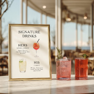 Signatur-Drinks Hochzeits-Cocktail-Menü-Plakat Poster