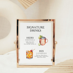 Signatur-Drinks Hochzeits-Cocktail-Menü-Plakat Poster