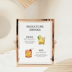 Signatur-Drinks Hochzeits-Cocktail-Menü-Plakat Poster