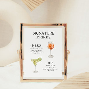 Signatur-Drinks Hochzeits-Cocktail-Menü-Plakat Poster