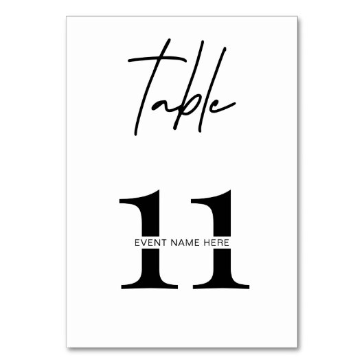 Signatur für minimale Business Empfang-Tischnummer Tischnummer (Rückseite)
