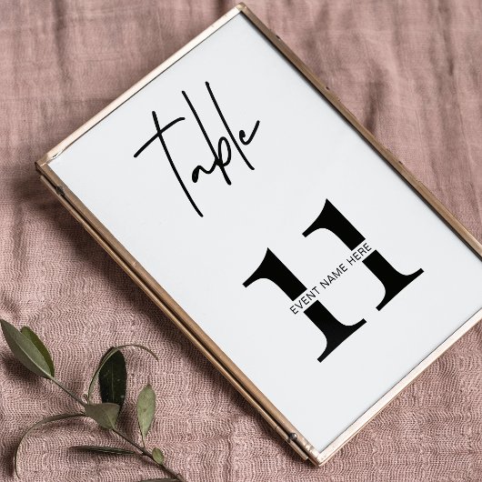 Signatur für minimale Business Empfang-Tischnummer Tischnummer