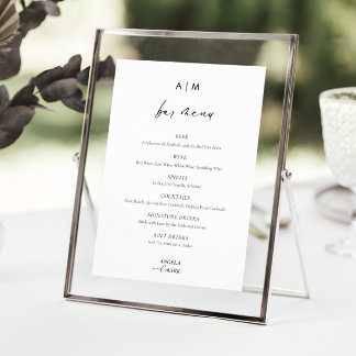 Signatur für Monogramm-Skripte für Hochzeiten-Bar- Poster