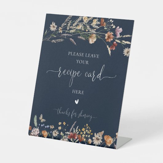 Signatur für navy Blue Tiny Wildblume Reecipe Card Sockelschild (Vorderseite)