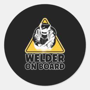Signatur für Schweißgerät an Bord Runder Aufkleber