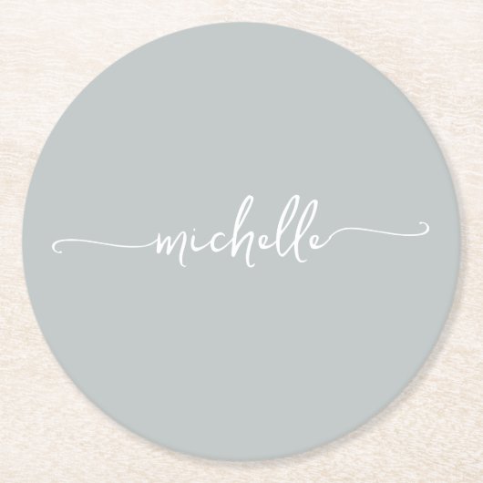 Signatur für Skriptbuchstaben für die grüne Progra Runder Pappuntersetzer (Vorderseite)