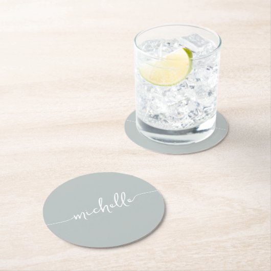 Signatur für Skriptbuchstaben für die grüne Progra Runder Pappuntersetzer (Vor Ort)