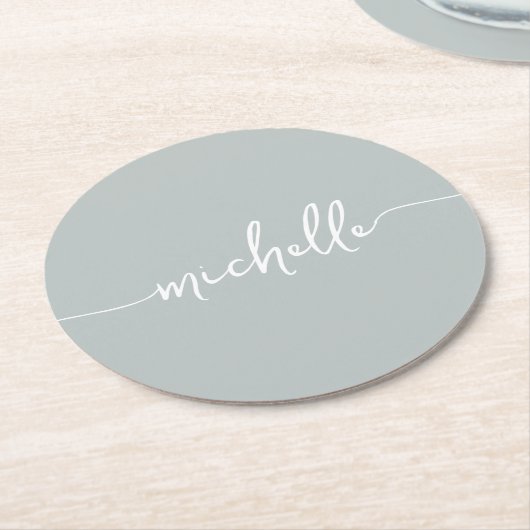 Signatur für Skriptbuchstaben für die grüne Progra Runder Pappuntersetzer (Angewinkelt)