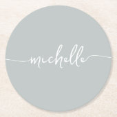 Signatur für Skriptbuchstaben für die grüne Progra Runder Pappuntersetzer (Vorderseite)