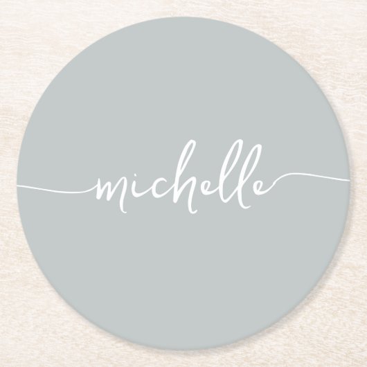 Signatur für Skriptbuchstaben für die grüne Progra Runder Pappuntersetzer (Vorderseite)