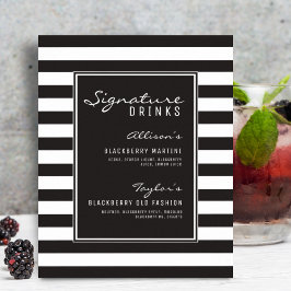 Signatur-Getränke mit schwarzem und weißem Streife Poster