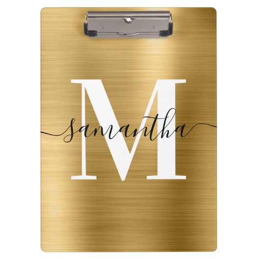 Signatur Monogramm Gold Schimmer Folie Klemmbrett (Vorderseite)