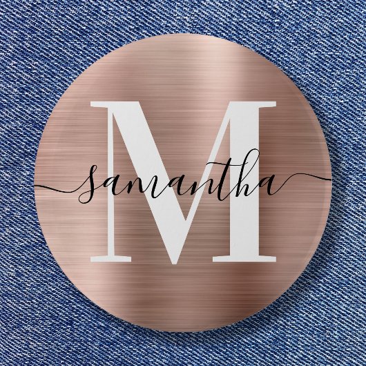 Signatur Monogramm Roségold Schimmerfolie Button
