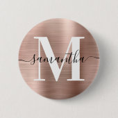 Signatur Monogramm Roségold Schimmerfolie Button (Vorderseite)