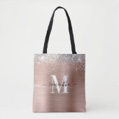 Signatur-Monogramm Silber-Glitter Rosen-Gold-Folie Tasche (Vorderseite)