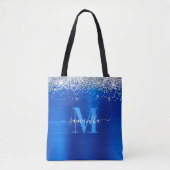 Signatur-Monogramm Silber-Glitter Royalblau-Folie Tasche (Vorderseite)