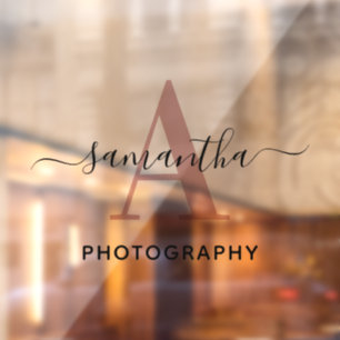 Signatur Name Roségold-Monogrammlogo Fensteraufkleber