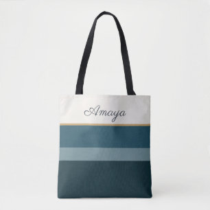 Signatur Name Tote – Eleganter gestreifter Stil Tasche