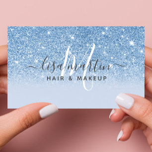 Signatur-Schrift Blau Glitter Modern Weiblich Visitenkarte