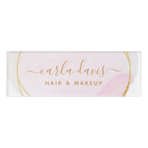 Signatur-Schrift Blush-Pink-Wasserfarbe-Gold-Kreis Namenschild
