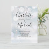 Signatur-Schrift-Schneeflocken Winterhochzeit Einladung (Stehend Vorderseite)