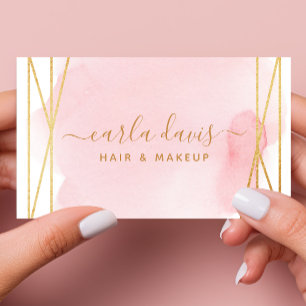Signatur Schrift Wasserfarbe Rosa Gold Geometrisch Visitenkarte