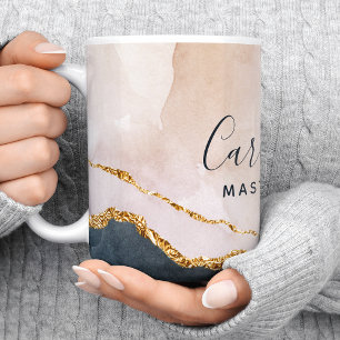 Signatur Schrift Wasserfarbe Rosa Schwarz Gold Mar Kaffeetasse
