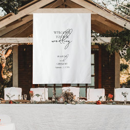 Signatur-Schriftzug Willkommen Hochzeit Stoffschil Wandteppich