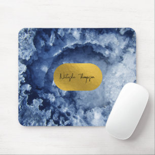 Signatur von Blue Gold Foil Sea Crystals Mousepad