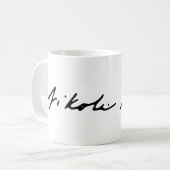 Signatur von Elektrizitätsgenius Nikola Tesla Kaffeetasse (Vorderseite Links)