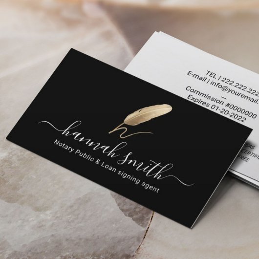 Signatur von Notar-Agent-Gold-Quill-Logo Visitenkarte