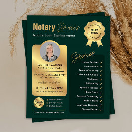 Signatur von Notar-Agent-Grün- und Gold-Logo-Foto Flyer