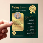 Signatur von Notar-Agent-Grün- und Gold-Logo-Foto Flyer