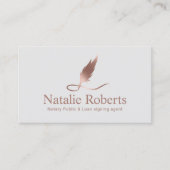 Signatur von Notar-Agent-Rose Gold Quill-Logo Visitenkarte (Vorderseite)