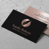 Signatur von Notar-Agent-Rose Gold Quill-Logo Visitenkarte
