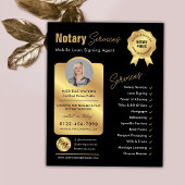 Signatur von Notar-Agent-Schwarz-Gold-Logo-Foto Flyer