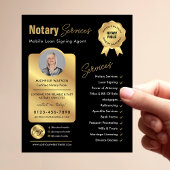 Signatur von Notar-Agent-Schwarz-Gold-Logo-Foto Flyer
