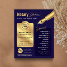 Signatur von Notar-Agenten Briefmarke Navy & Gold-