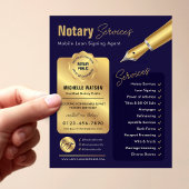 Signatur von Notar-Agenten Briefmarke Navy & Gold- Flyer