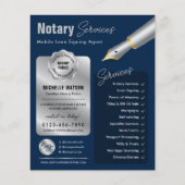 Signatur von Notar-Agenten Briefmarke Navy & Silve Flyer (Vorne)