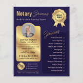 Signatur von Notar-Agenten Navy & Gold-Logo-Foto Flyer (Vorne)