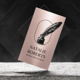 Signatur von Notar-Agenten Quill-Logo-Rose Gold Visitenkarte