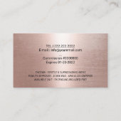 Signatur von Notar-Agenten Rose Gold Quill Pen Log Visitenkarte (Rückseite)