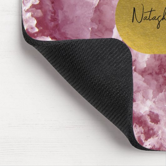 Signatur von rosa Goldfussmeerkristallen Mousepad (Ecke)