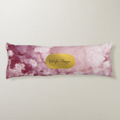 Signatur von rosa Goldfussmeerkristallen Seitenschläferkissen (Rückseite)