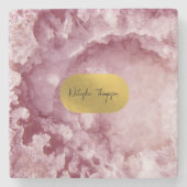 Signatur von rosa Goldfussmeerkristallen Steinuntersetzer (Vorderseite)