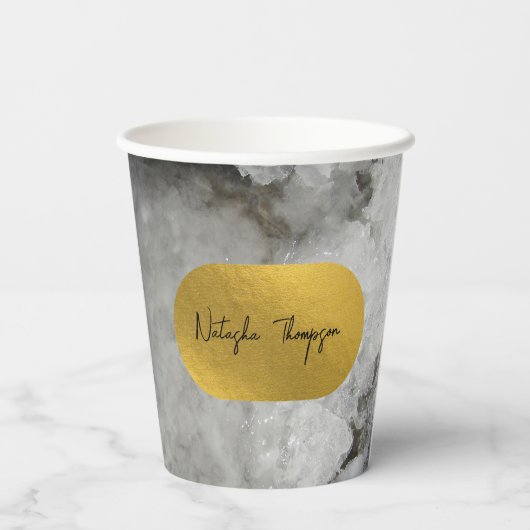 Signatur von Schwarzen-Gold-Fohlen-Kristallen Pappbecher (Rückseite)